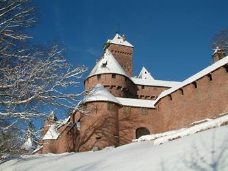 Le bastion du château du Haut-Koenigsbourg sous la neige - © château du Haut-Koenigsbourg
