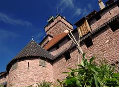 Le donjon du château du Haut-Koenigsbourg vu depuis le jardin médiéval - © Jean-Luc Stadler