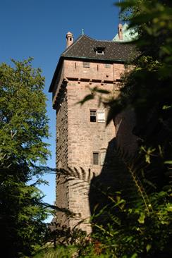 La lice nord du château du Haut-Koenigsbourg avec les fenêtres de la salle d'armes (1er étage) et de la salle du Kaiser (2ème étage) - © Jean-Luc Stadler